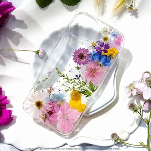 Étui à fleurs pressé pour iPhone 16 15 14 13 12 11, étui Pro Max SE, étui Ultra pour Samsung s24 s23 s22 s21 fe, étui pour Pixel 7 8 pro 8a 7a 9 XL