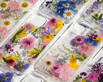 Real Pressed Flower Phone Cover, Handmade Botanical Resin Art for Modern Devices