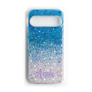 Blue Silver Holographic Glitter sparkle Space Cover case For Iphone 14 Iphone 15 Pro Max 13 12 11, Samsung s23 FE Ultra S22 Pixel 8 9 xl 8a