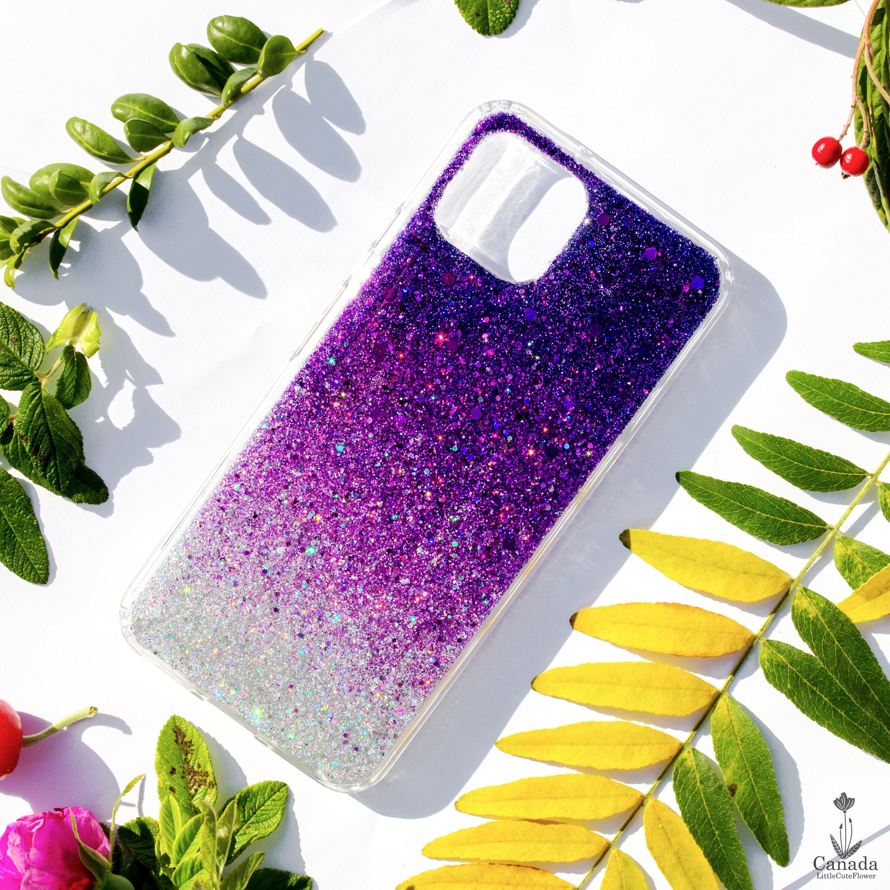 Purple Galaxy Glitter Sparkle Cover Case for iPhone 14 13 12 11 X Xs 8 9 7  Pro Max Mini Cases, Samsung S23 S22 S21 FE Ultra, Pixel 7 6 7a 5 
