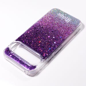 Purple Galaxy Glitter sparkle Cover case for IPhone 14 13 12 16 8 Pro Max mini cases, Samsung s24 s22 s21 FE ultra, Pixel 7 6 7a 8a 9 Pro XL