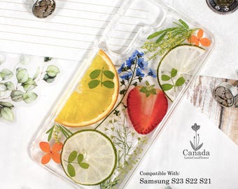 Handmade Real Strawberry Lime Flower Phone Case