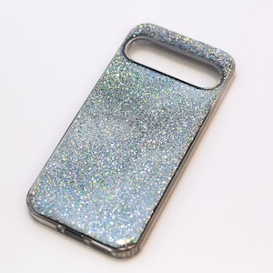 Opaque Silver Holographic Glitter Bling mica cover for Iphone 16 Pro case, 15, Iphone 14 Pro Max case, Iphone 14 plus case 7a 6a 8 9 xl pro