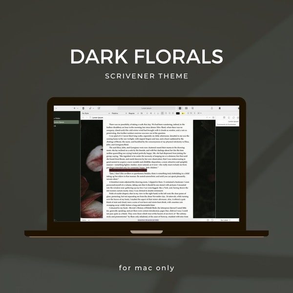 Dark Florals Scrivener Theme | Scrivener Themes | Mac OS