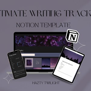 Ultieme schrijftracker | Begripsjabloon - Wazig Twilight-thema | Verhaalorganisator, romanplanner