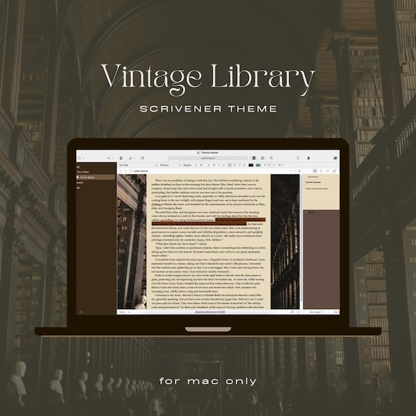 Vintage Library Scrivener Theme | Scrivener Themes | Mac OS