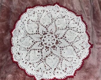 Valentine's Day Doily | Sweetheart Doily | Crocheted Heart Doily