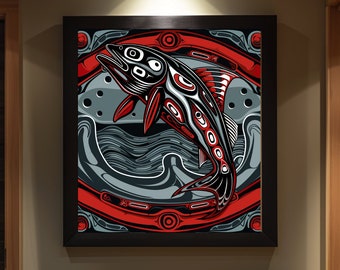 Haida Salmon Art Print, Traditional Haida Art, Tribal Tlingit Art for Home Decor, Indigenous Art, Native Art, Wall Decor, Home Decor