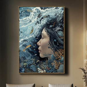 Nuliajuk Inuit Mythology Art, Sea Goddess Art for Home Decor, Traditional Inuit Wall Art, Indigenous Art, Native Art, Alaska Native Poster