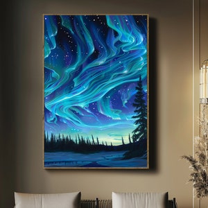 Inuit Aurora Borealis Art Print, Nordlichter Poster, Alaska Inuit Art, Indigene Kunst, Wanddekoration, Wohnkultur, glänzendes Poster