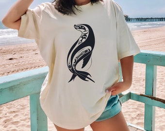 Inuit Inspired Seal Shirt, Spirit Animal Shirt, Tribal Art, Indigenous Inspired Artwork, Seal Shirt, Ocean Beach Day Shirt