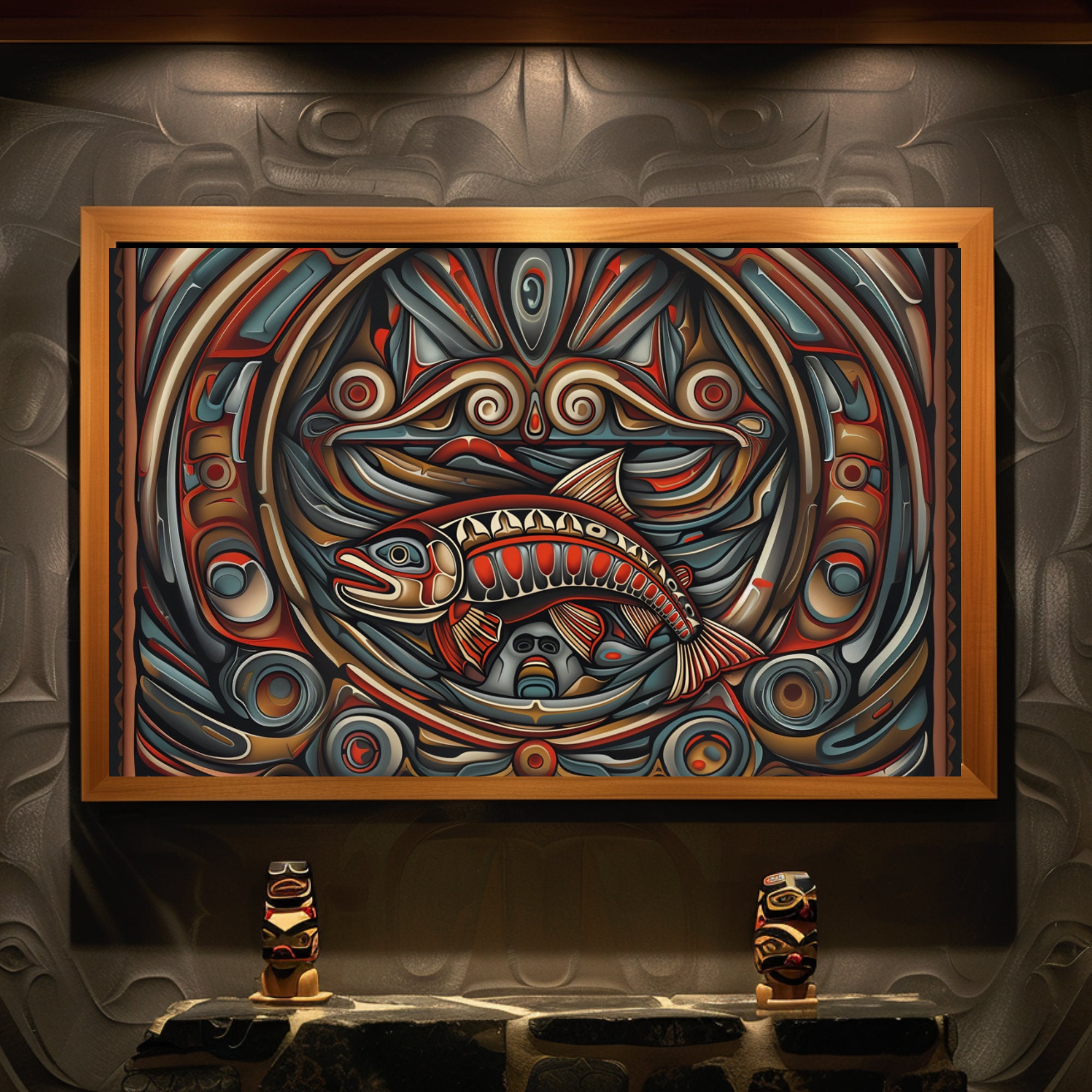 Haida Salmon Art Print, Indigenous Tlingit Art, Native American Wall ...