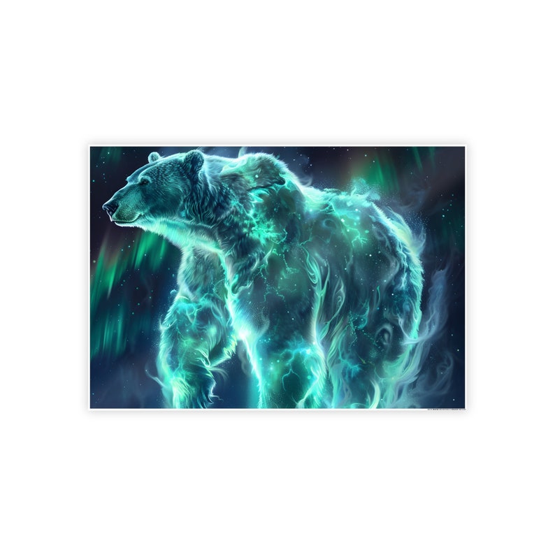 Polar Bear Art, Northern Lights Wall Art, Inuit And Inupiaq Art, Alaska Native Aurora Print, Home Decor image 7