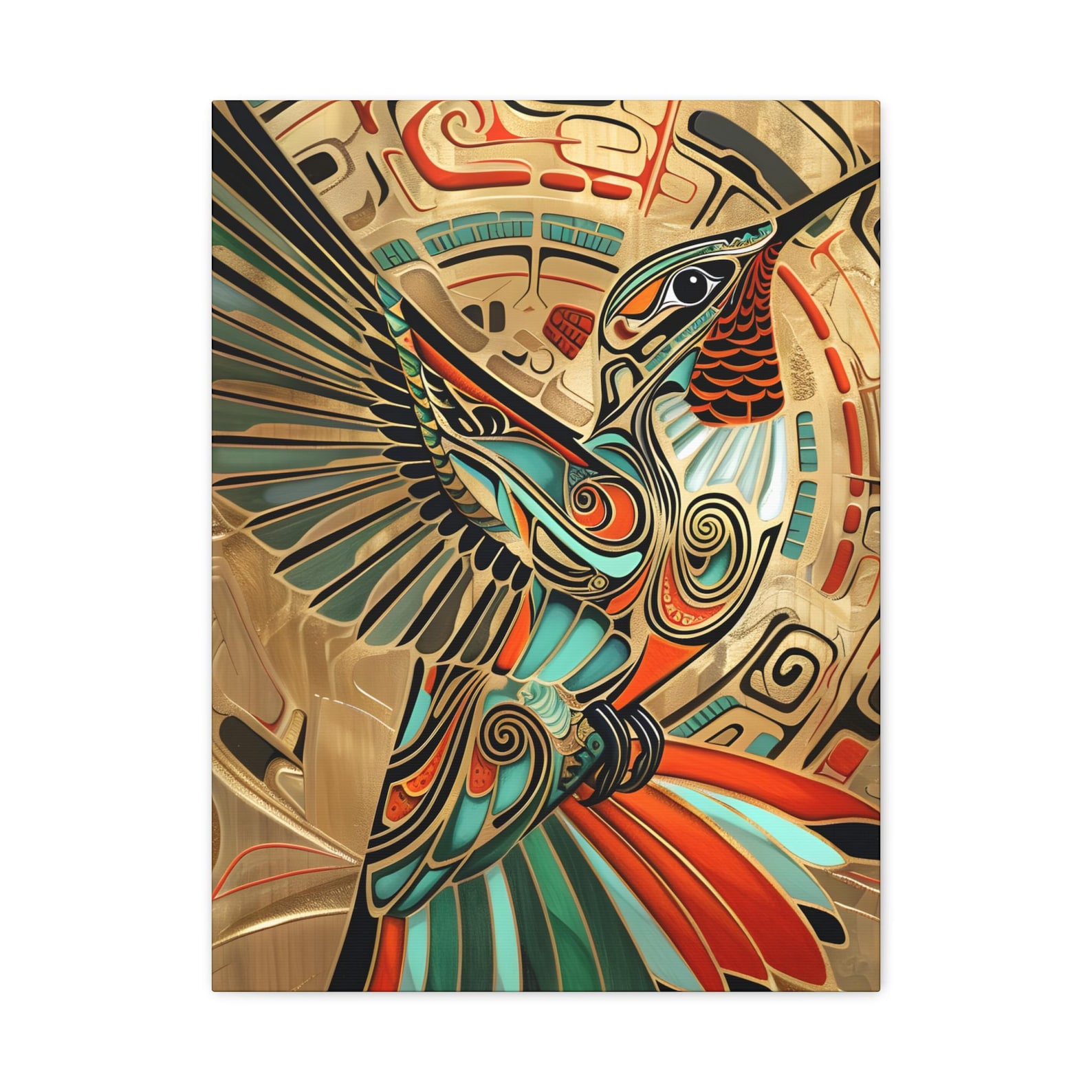 Native American Hummingbird Canvas Art, Tribal Style Bird Decor ...