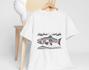 Fish Graphic T Shirt, Salmon Shirt Women, Nature Lover Gift, Salmon Lover Tee, Fishing Shirt, Animal Graphic Tee, Casual Everyday Shirt