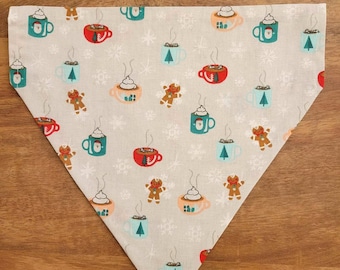 Hot Cocoa Dog Bandana, Over the Collar Dog Bandana, Christmas and Winter Theme Dog Bandana, Christmas Gift Idea