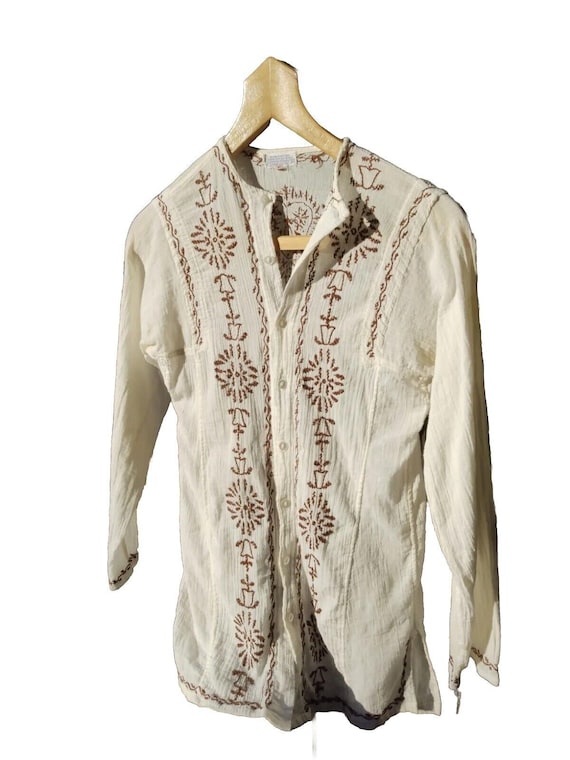 VINTAGE Bohemian Gauze Embroidered Ladies Blouse E