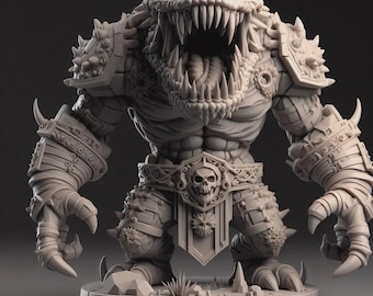 Snarling Lizardman DND figurine STL file