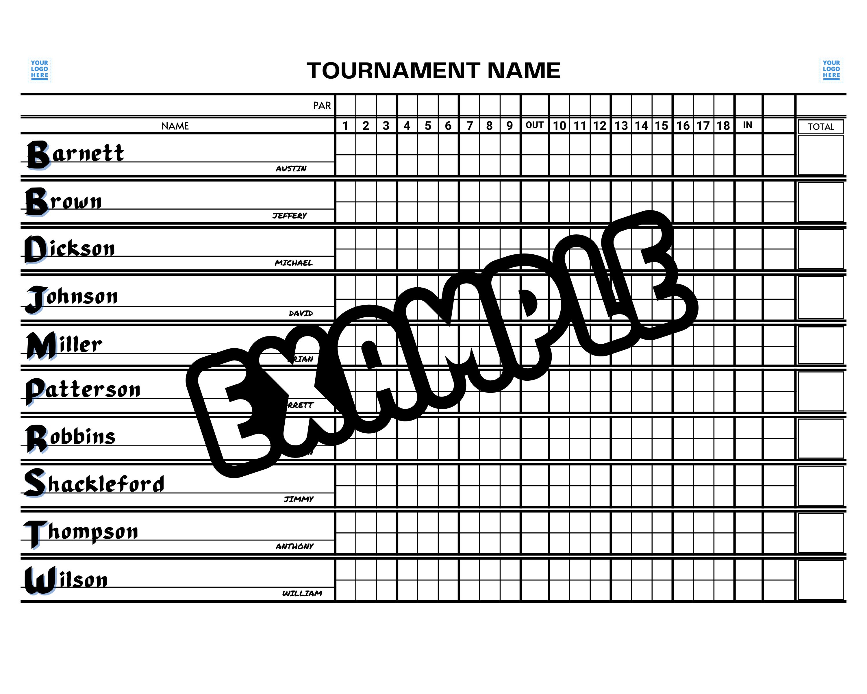 Editable Golf Scoreboard Templates Tournament Scoresheets 