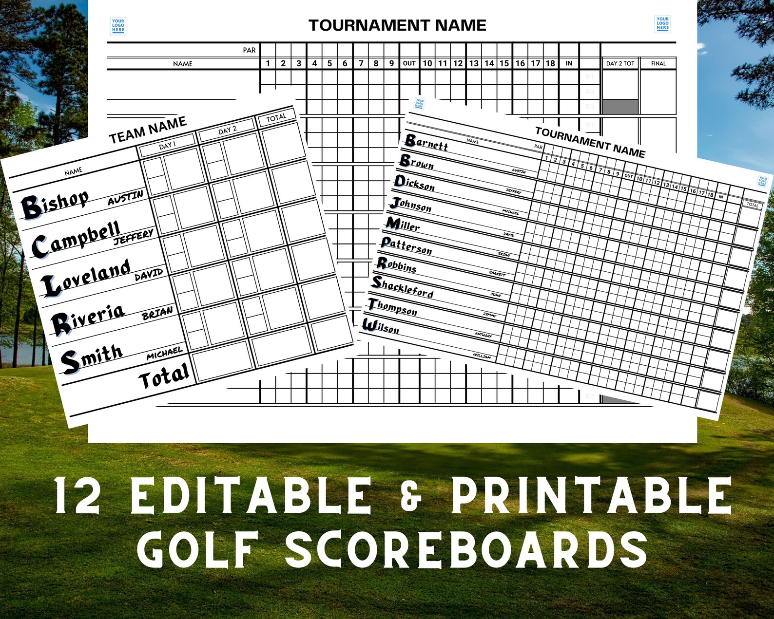 Golf Scoresheets - Editable &amp; Printable Golf Scoreboard Templates for ...