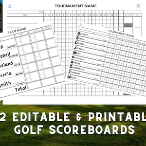 Golf Scoresheets - Editable & Printable Golf Scoreboard Templates for Tournaments + Calligraphy Tips + Printable Practice Paper