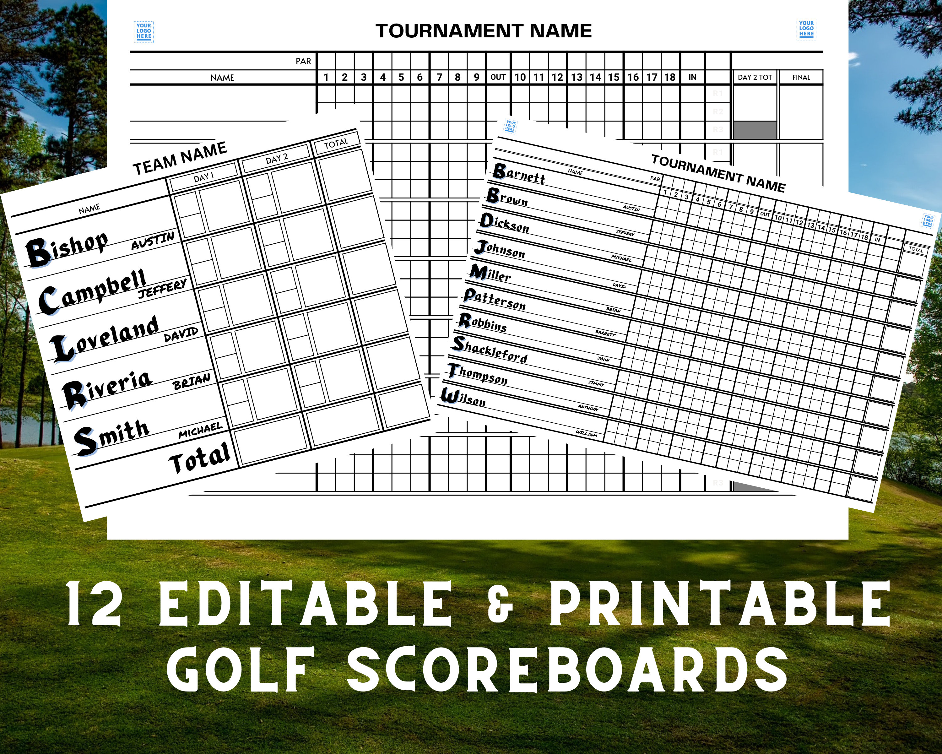 Golf Scoresheets Editable & Printable Golf Scoreboard Templates for