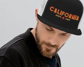 Santa Cruz California Hat, Santa Cruz Flat Bill Trucker Cap, California Apparel Gift