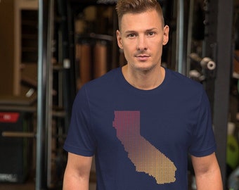 Californië, Texas, New York, Florida State Graphic Tshirts, State Pride, Oregon, Utah, Washington States, Navy met kleurverloop