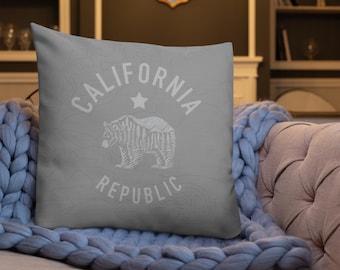 Californië kussen, decoratief kussen, woondecoratie Californië, natuur, Republiek Californië, beer, cadeaukussen, housewarmingcadeau