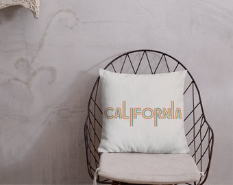 California Decorative Pillow, Retro Decorative Pillow, Home Decor Pillow, California Rainbow