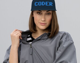 CODER Hoed, Cadeau voor computerprogrammeurs, programmeurs, techneuten en geeks, blauwe steek Snapback Hat