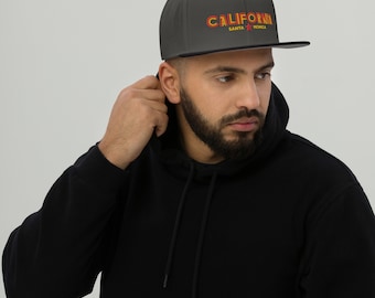 California Snapback Hat, Santa Monica Baseball Cap, California Gift, Rainbow Graphics