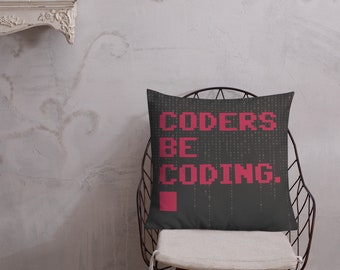 Cadeau voor computercodeerders, programmeurs, nerds, techneuten, vierkant premium kussen, donker, codeerders coderen