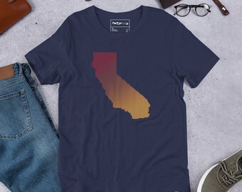 Californië tshirt, Californië decor, cadeau tshirt, grafische tshirt, California Sunburst, tshirt voor man, tshirt voor vrouw