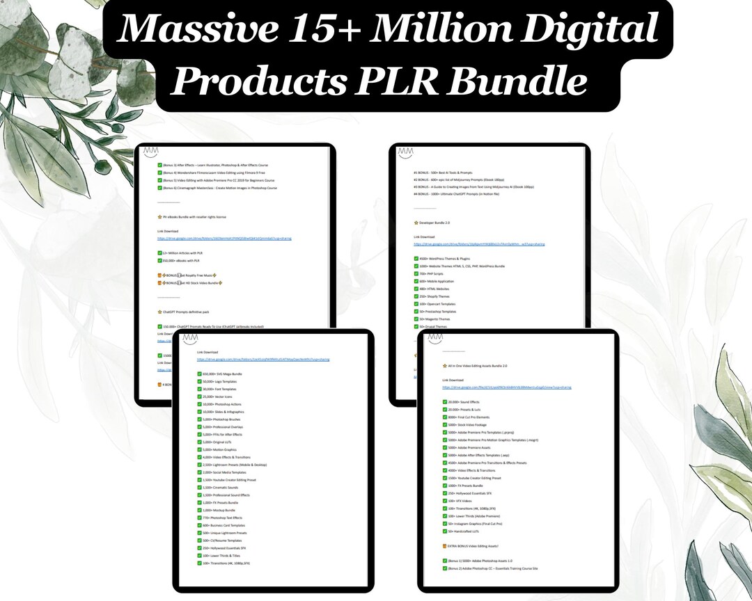 Massive 15+ Million PLR Bundle - Digital Products Collection - Etsy