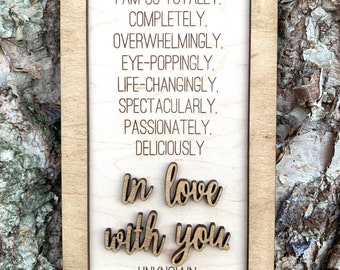 In Love Sign, Wood Sign, Valentines Sign, Wedding Sign, Anniversary Gift, Tiered Tray Sign, Wedding Gift, Valentines Gift, Gift for Men