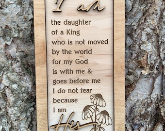 I Am The Daughter of a King Sign, Wood Sign, Gift for Women, Religious Gift, Graduation Gift, Tiered Tray Sign, Shelf Sign, I Am Sign