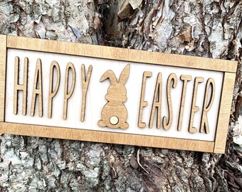 Happy Easter Sign, Easter Sign, Wood Sign, Tiered Tray Sign, Home Sign, Easter Decor