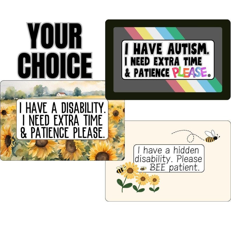 Hidden Disability ID Card, Autism, Special Needs, Wallet Card, Optional ...