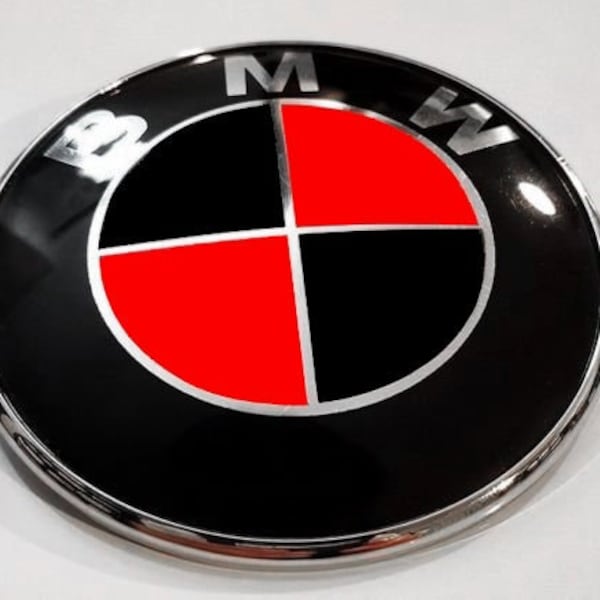Matte Black & Red BMW Emblem Sticker Overlay Decal Vinyl Logo Badge Roundel