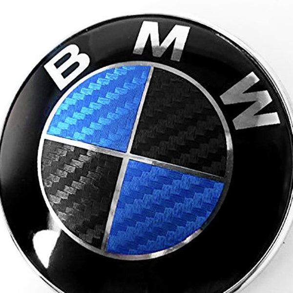 Black and Blue Carbon Fiber BMW Emblem Sticker Overlay Decal Vinyl Logo Badge Roundel