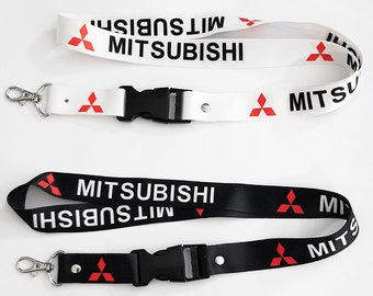 2 Mitsubishi Lanyards Keychains: Handmade Car Racing Neck Strap, ID Badge Holder Hanger