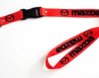 Mazda Red Lanyard Keychain: Handmade Car Racing Neck Strap, ID Badge Holder Hanger