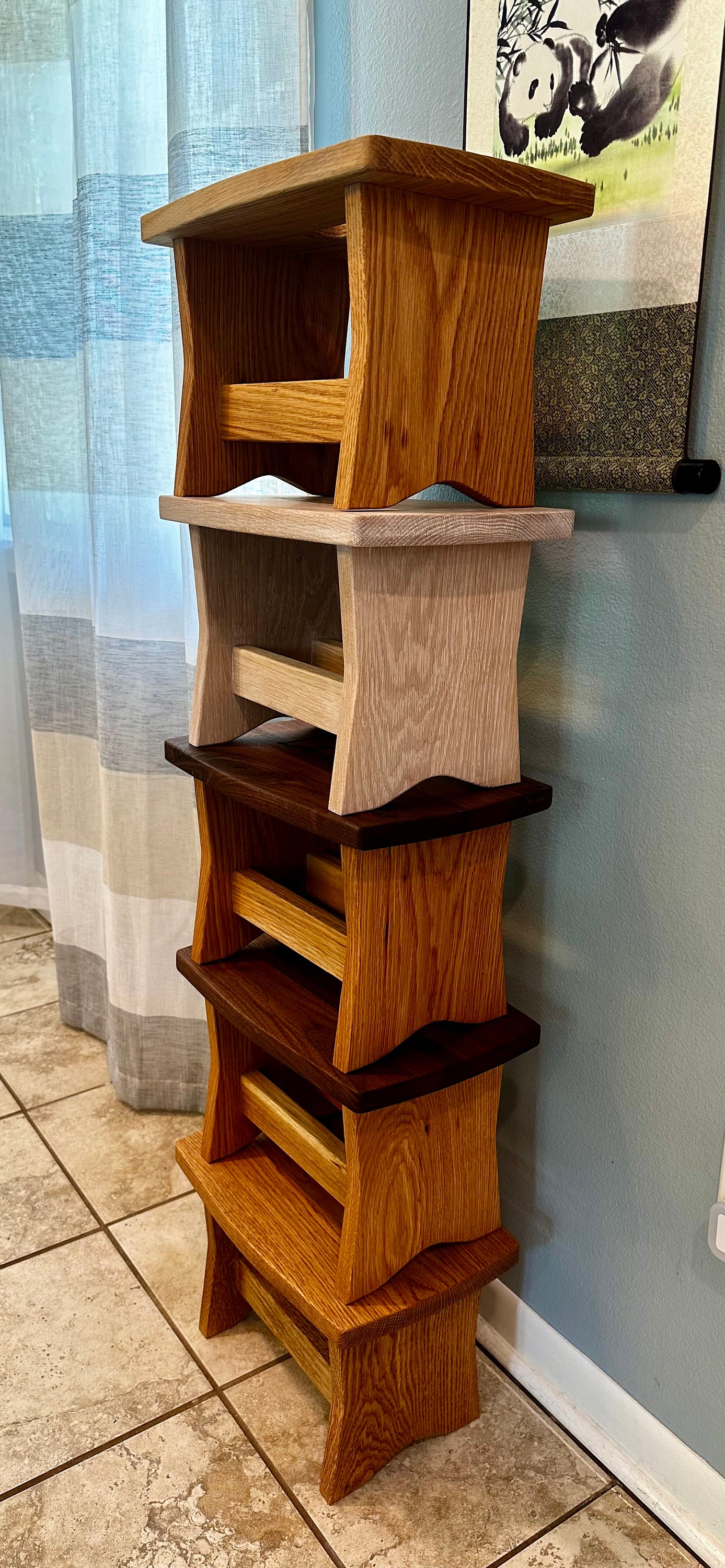 Solid Oak Step Stool Foot Stool Kitchen Stool Bench Plant Stand ...