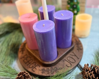 Handcrafted White Oak and Walnut Advent Candle Holder and Christmas Centerpiece