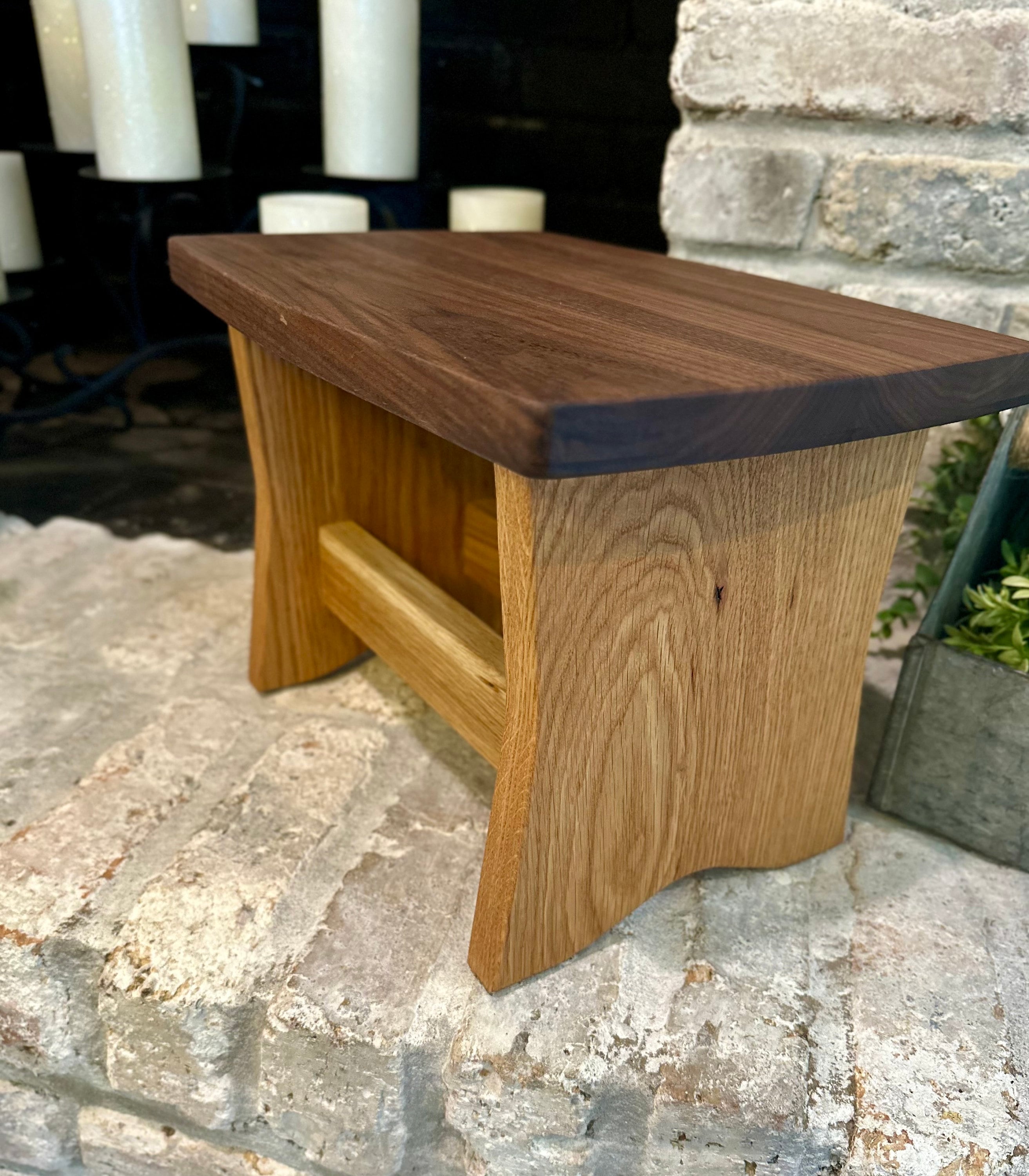 Solid Oak Step Stool WHITE WASHED Foot Stool Kitchen Stool Bench Plant Stand Handmade Etsy