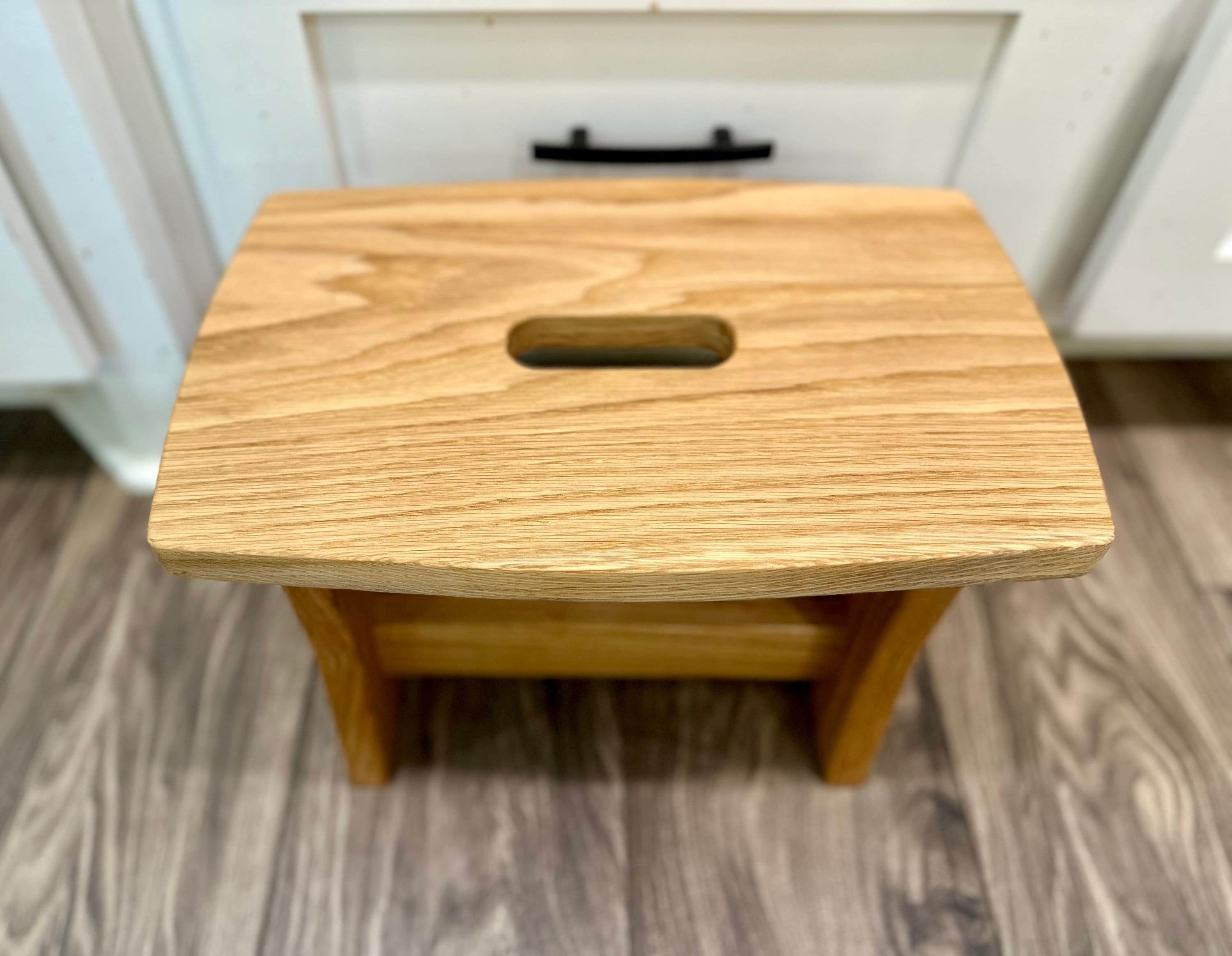 Solid Oak Step Stool W/ Handle Foot Stool Kitchen Stool Bench Plant ...