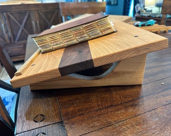 Book Stand - Bible, Dictionary, Laptop, or Cookbook Stand - Shtender - Oak or Walnut - Lectern