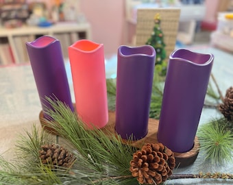 Handcrafted Walnut Oak Advent Candle Holder and Christmas Centerpiece