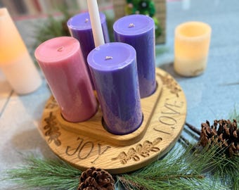 Handcrafted White Oak and Walnut Advent Candle Holder and Christmas Centerpiece